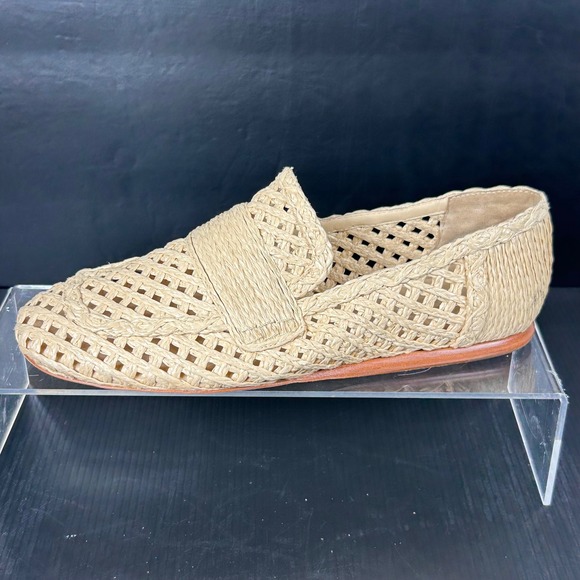 Vince. Size 8 Davis Woven Raffia Loafers Flats Beige Slip On Shoes - Picture 3 of 13